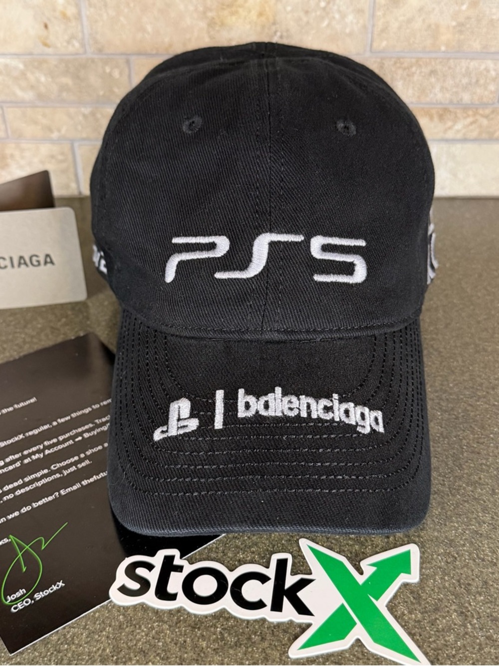 Balenciaga Black PS5 Embroidered Logo Cap